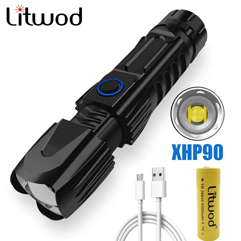 Litwod Z40 светодиодный фонасветильник hp90 супер яркий для охоты кемпинга мощный 26650
