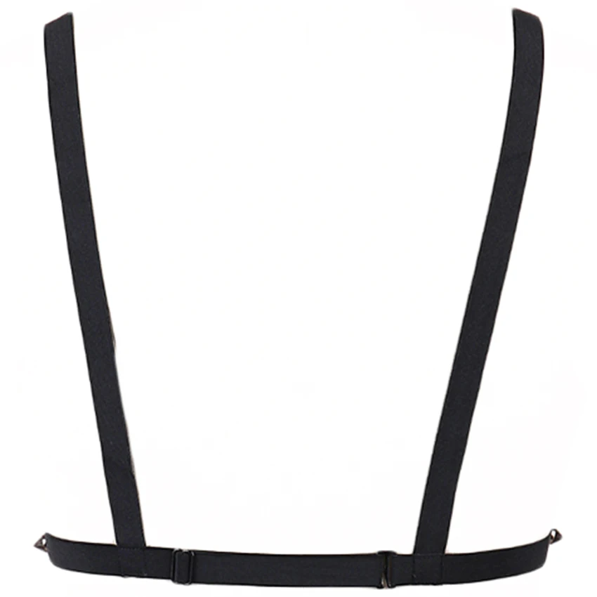 Черный женский бюстгальтер с заклепками в стиле панк|Подвязки| |