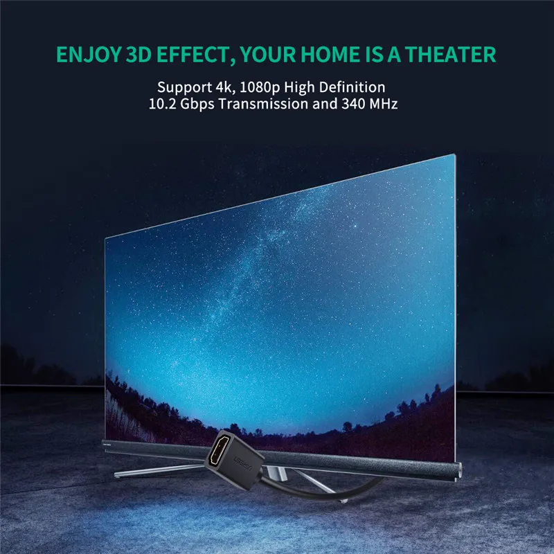 Ugreen HDMI-совместимый Удлинительный кабель 4K 60Hz V2.0 мужской и женский для HDTV