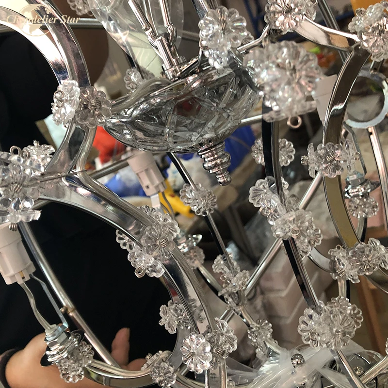 

New Classic Crystal Chandeliers Lighting Orb LED Candle Creative Lustre Light Fixture for Living Room Bedroom Dining Room Villa