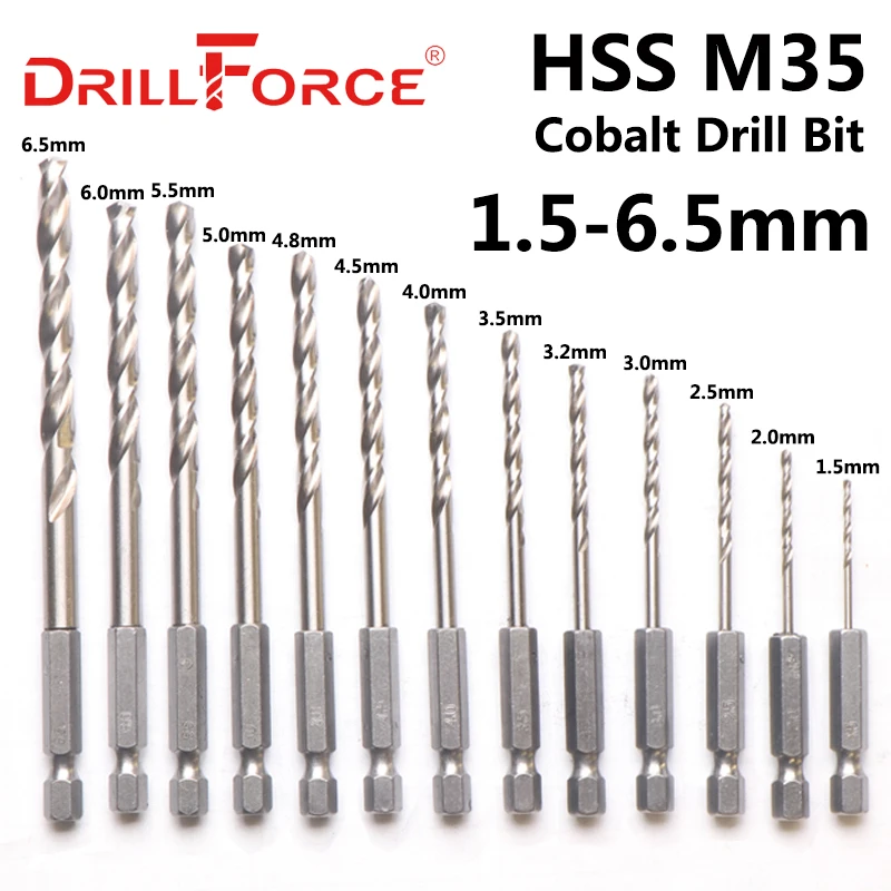 

DRILLFORCE набор сверл спиральных 13 шт. 1,5-6,5 мм HSS-Co