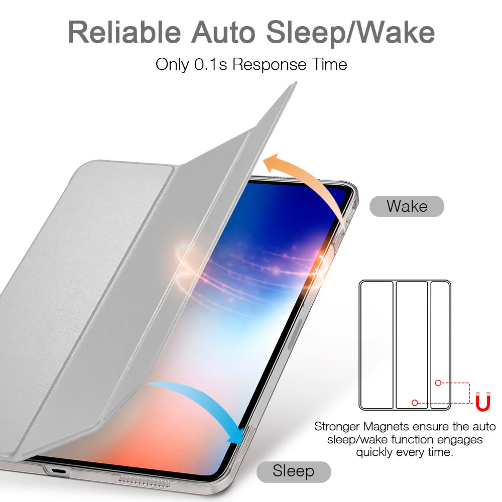 ESR, Магнитный флип-чехол для iPad Pro 12,9, из искусственной кожи, ультра тонкая прозрачная задняя крышка, трехкратный смарт-чехол для планшета, чехол для iPad