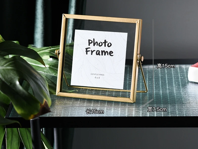 Gold 4 inch Кованое железо Геометрическая фоторамка набор скандинавского ветра фото металлический стеклянный кронштейн для домашнего индивидуального креативного украшения - Цвет: Gold 4 inch