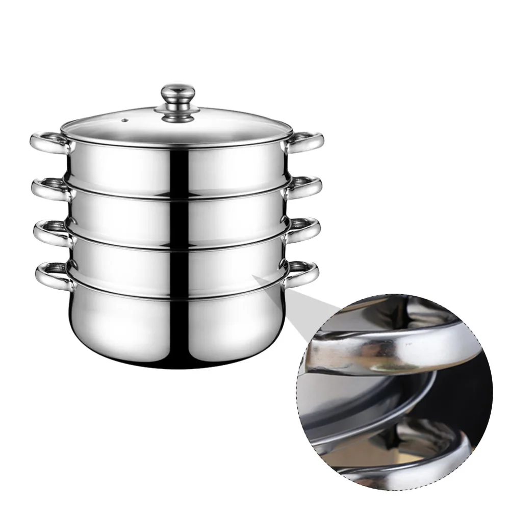 

1pc Stainless Steel Stockpot Multifunction Pot (Four-Layer, Super Thick-28cm)