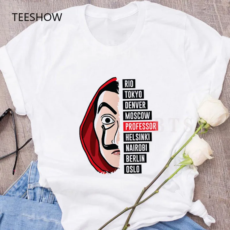 

Funny Top Fashion The House of Paper T Shirt Money Heist Tee Women La Casa De Papel Tshirt Clothes Print T-shirt Female Summer