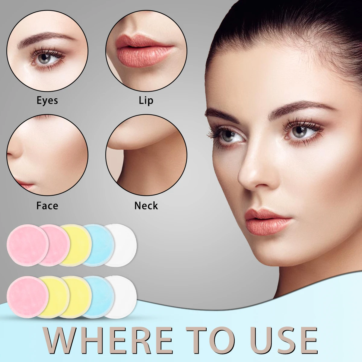 

10pcs Random Color Makeup Puff Reusable Cotton Remover Pads Natural Bamboo Fiber For Face Cleaning Cosmetic Wipes Set