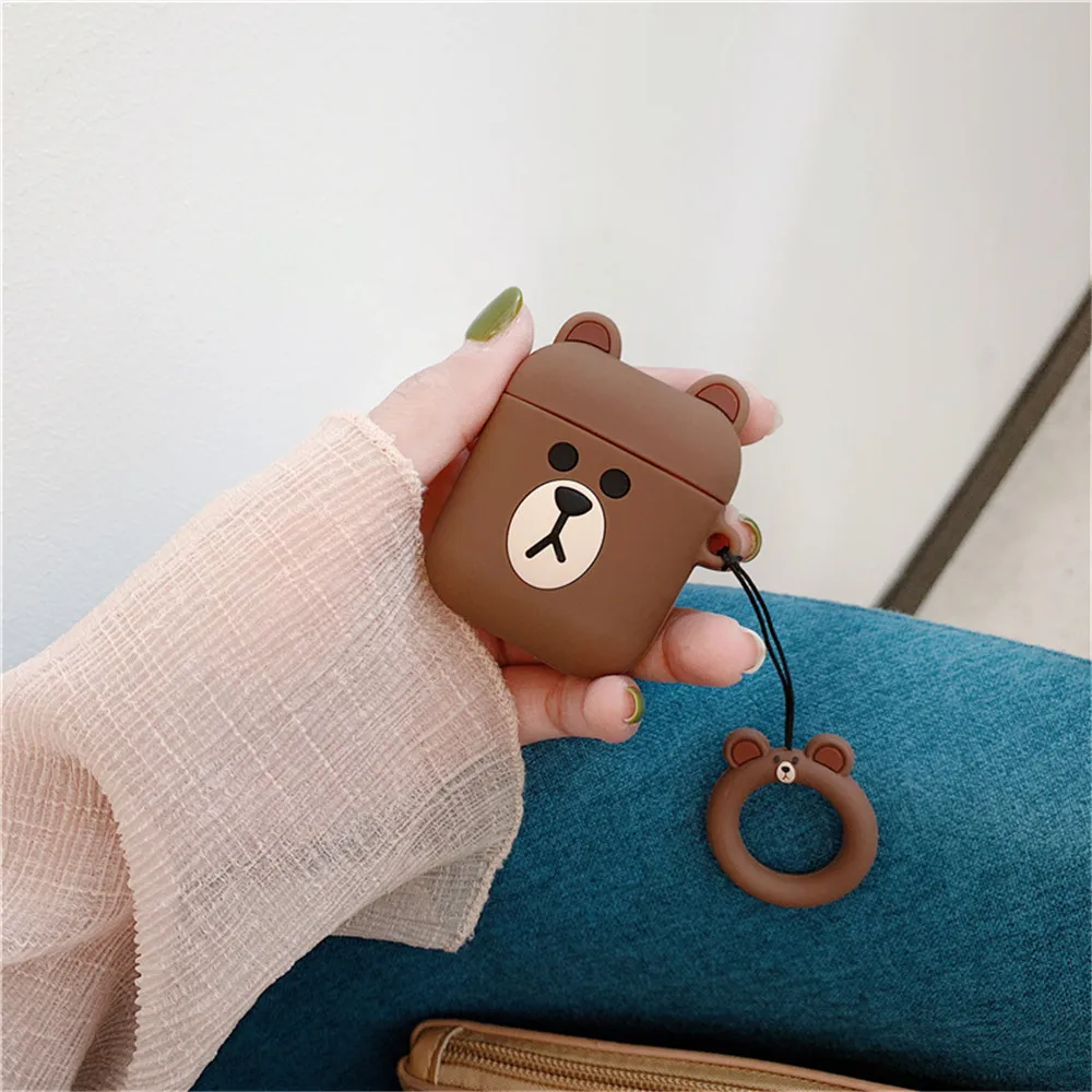 Фиолетовый Милый чехол для AirPods 2, мультяшный силиконовый защитный чехол Air Pod, чехол для наушников, чехол для Air pods, коробка для переноски наушников, fundas - Цвет: Фиолетовый