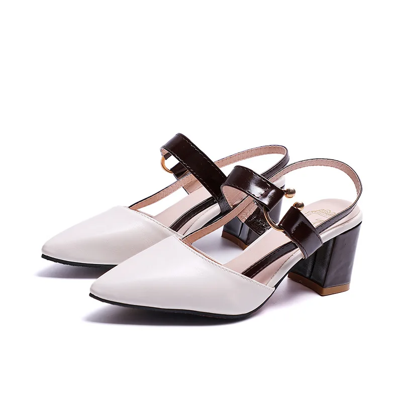 

2019 Spring Hollow Coarse Sandals High-heeled Shallow Mouth Pointed Pumps Shoes Women Female Sexy High Heels Large Size Mujer