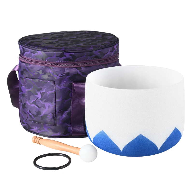 

10 Inch Crystal Singing Bowl For Healing Meditation With One Rubber Mallet One O-Ring Included And One Pack With Carry Bag