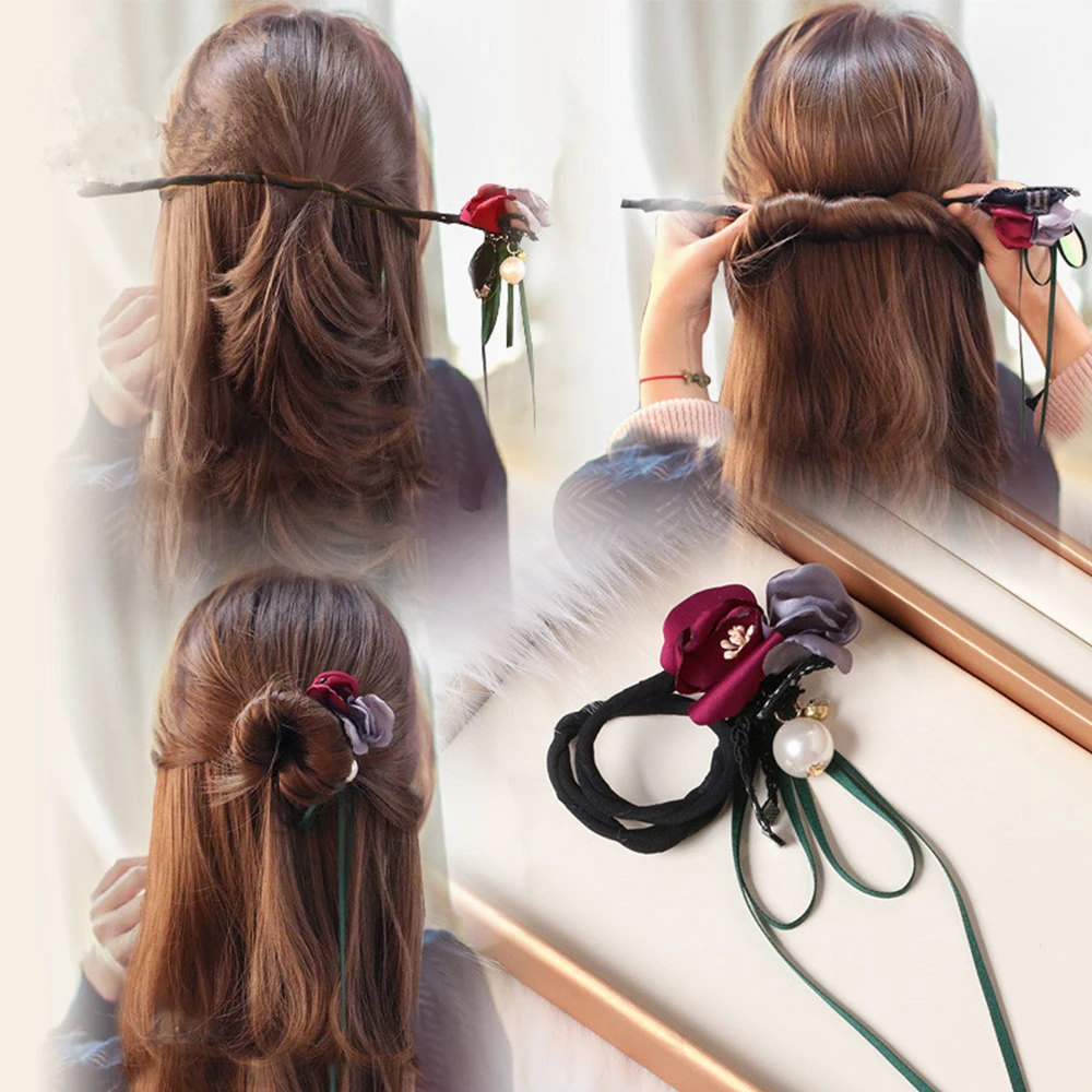 1 шт. Женский обруч для волос с цветочными пончиками волшебная повязка сделай сам