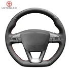 LQTENLEO черный чехол рулевого колеса автомобиля из натуральной кожи для Seat Leon Cupra R Leon ST Cupra Ateca FR