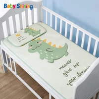 baby summer cool mat with pillows crib ice silk soft cushion childrens sleeping bed air conditioning mat breathable comfortable