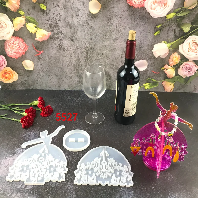 

New diy dancing girl necklace ring bracket silicone mold crystal epoxy creative epoxy mold