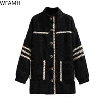 factory direct sales of extra large fat mm autumn and winter new korean style loose and thin small fragrant tweed jacket jacket