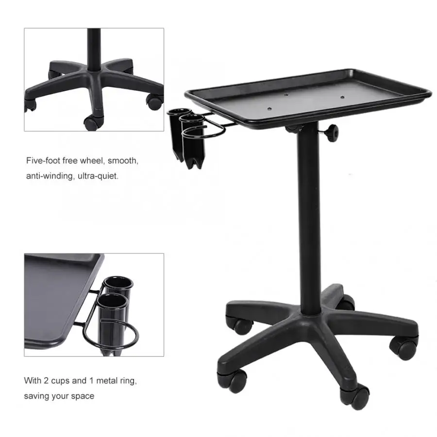 Алюминий волос салонный инструмент поднос регулируемая высота тележка с 2 чайных