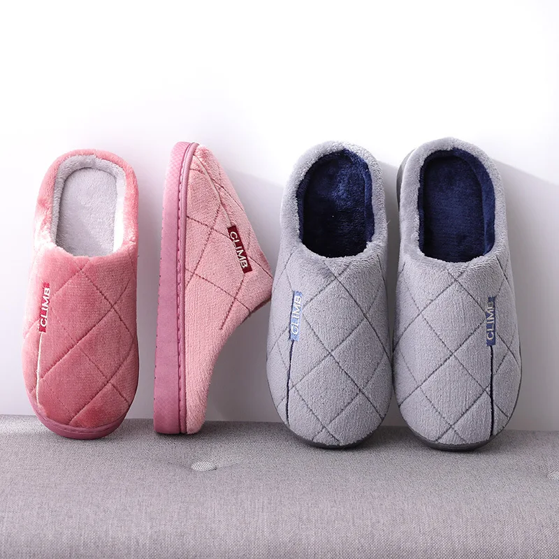 Женские зимние теплые Нескользящие замшевые меховые тапочки для мужчин и женщин