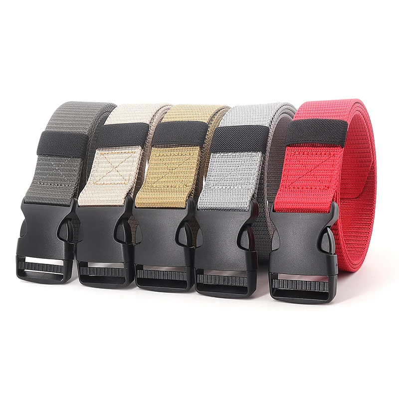 3.8cm Wide Men and Women Quick Release Buckle Casual Denim Belt Outdoor Military Training Adjustable Tactics Extended Army Belts