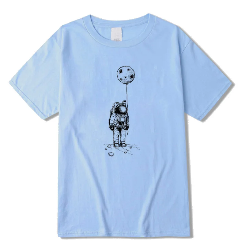 

Summer Cotton Casual Short-sleeved Interesting Design Astronaut Graphic Print Mens Oversized Graphic T-shirt O-neck Daily Wear