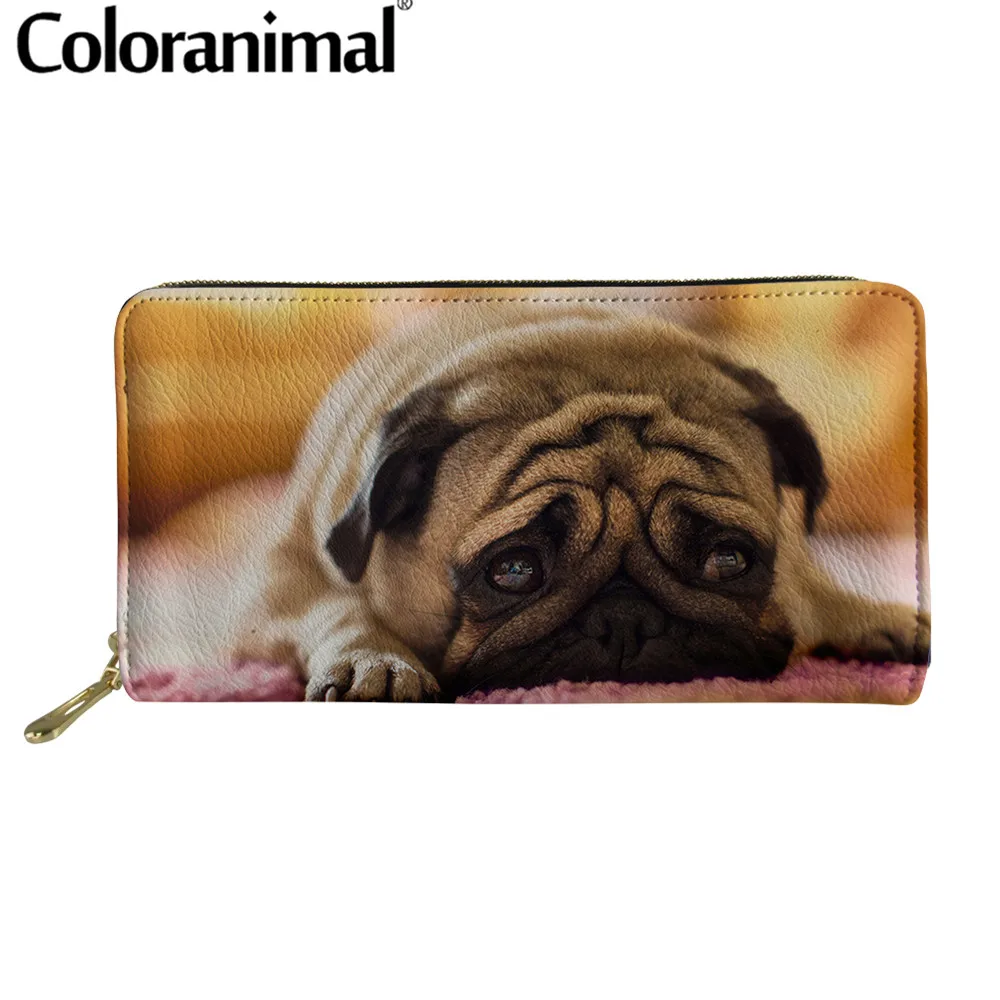Кошелек Coloranimal для женщин с изображением милого мопса красочные дизайнерские