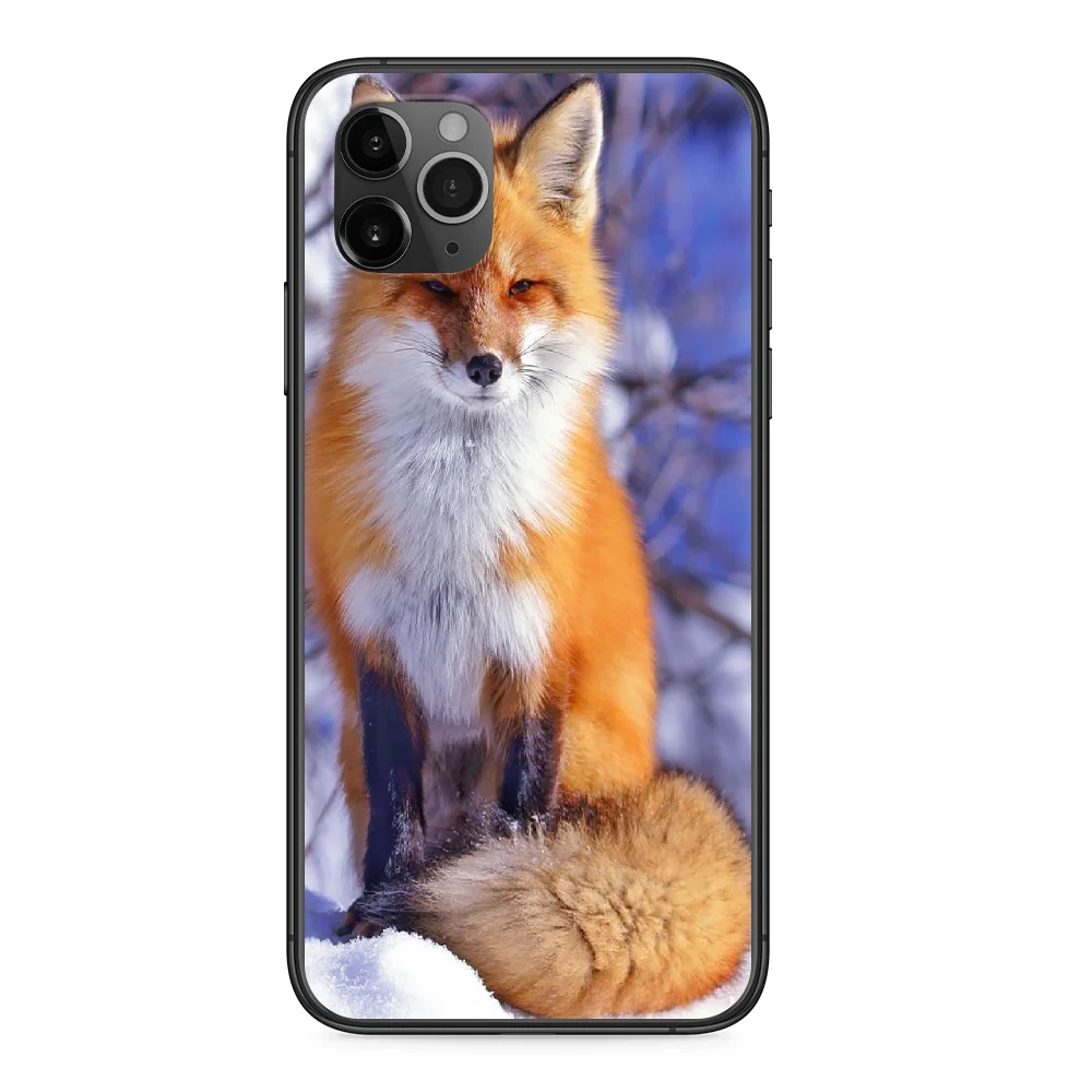 

Little Fox Phone Case cover For Iphone 12 11 8 7 6 5 XR PLUS X XS PRO SE 2020 MAX Mini black prime 3D hoesjes tpu back silicone