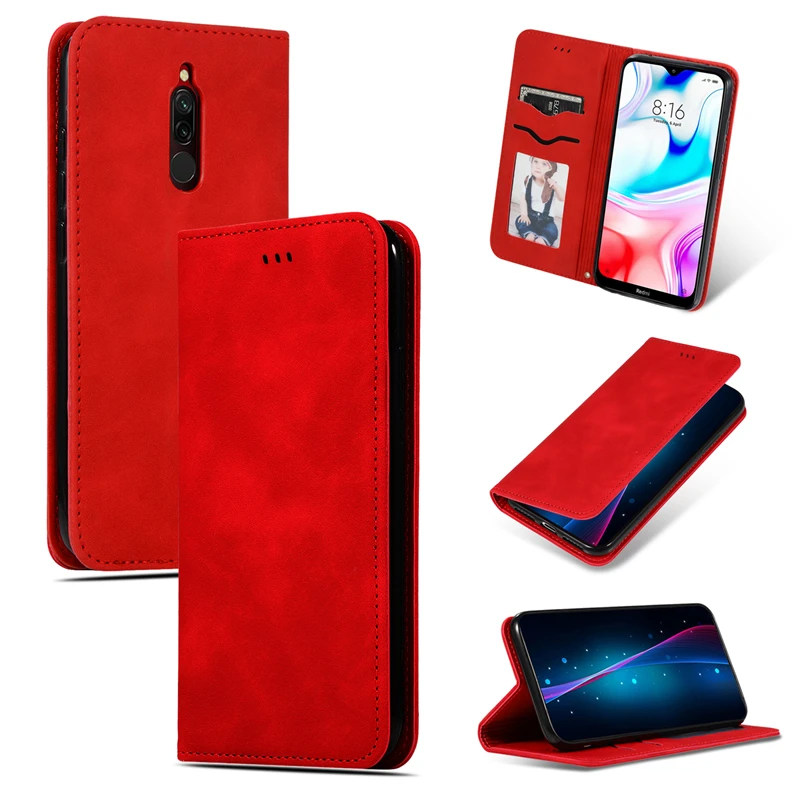 Чехол для телефона Xiaomi Redmi 8A чехол книжка с бумажником ретро кожаный в деловом