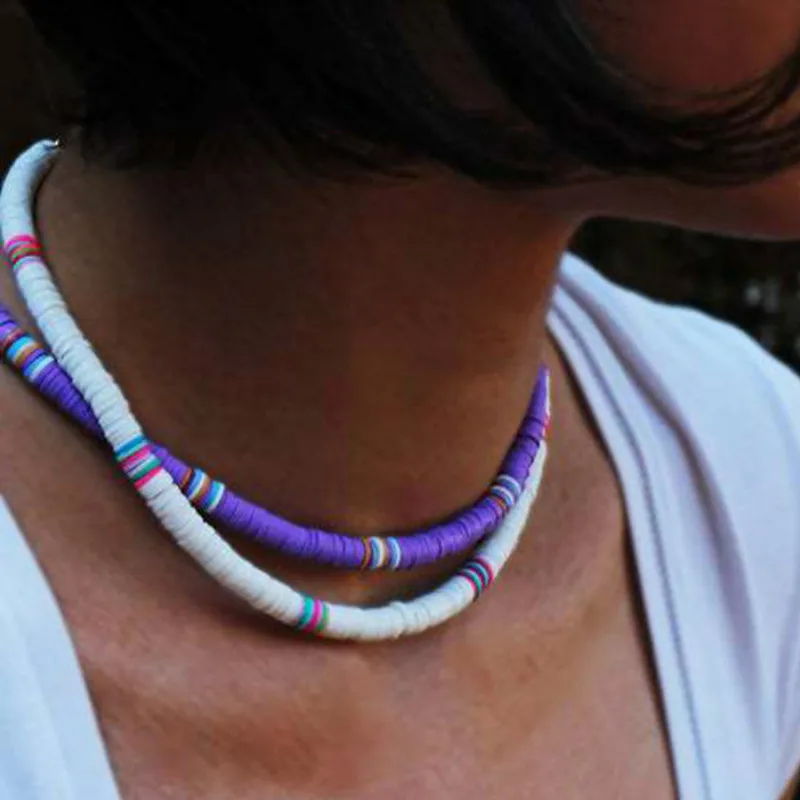 Красочные ожерелья с африканскими виниловыми бусинами для женщин и девушек