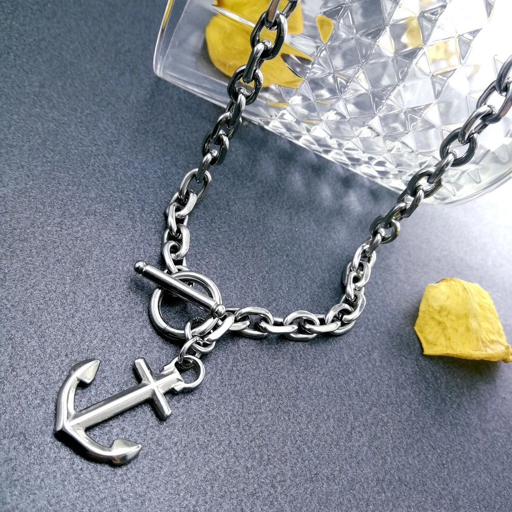 

316L Solid stainless steel Men women 20-36inch Length necklace Curb Anchor Pendant Chain