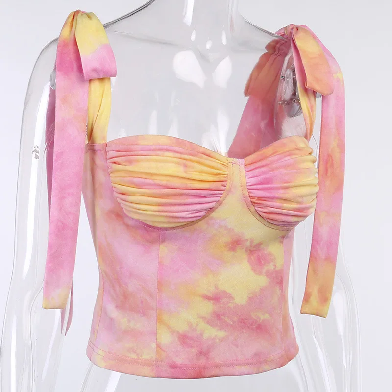 

Women Ladies Cropped Ruffles Shirt Sleeveless Strapless Ruched Slim Top Fall Tie Wrapped Elastic Casual Party Cloth Tanks Female