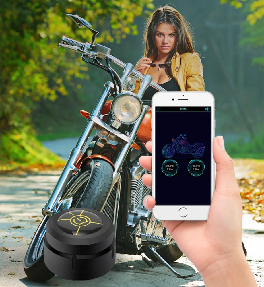 

Motorcycle Bluetooth Tire Pressure Monitoring System TPMS Mobile Phone APP Detection 2 External Sensors