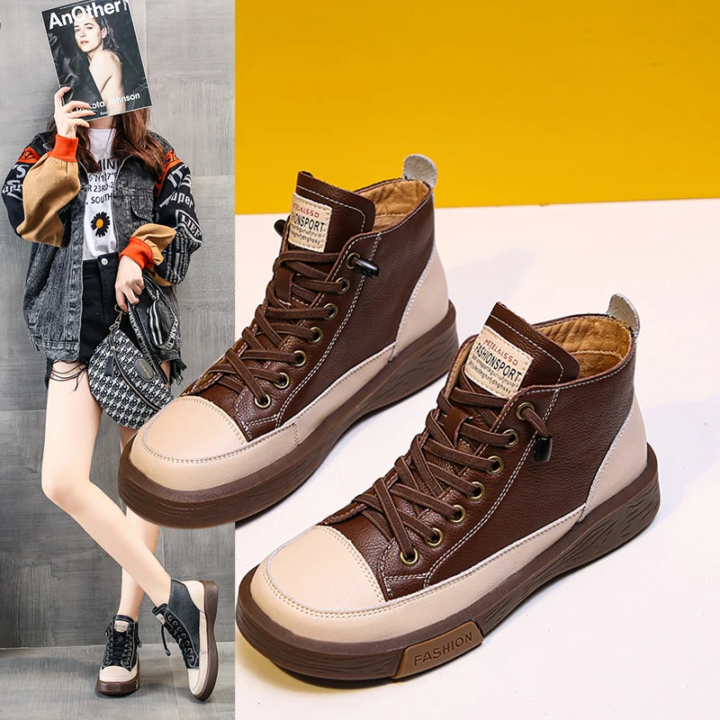 

2021 New Autumn and winter thick soled Plush board shoes women's sports students' retro leisure Women's shoes cotton shoes