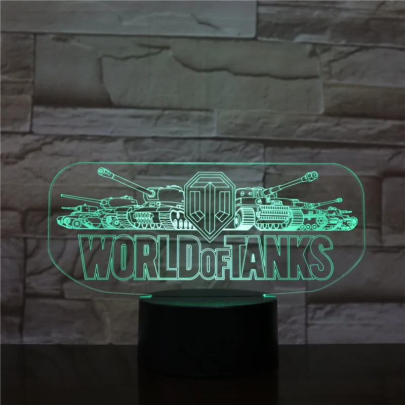 Автомобиль Танк Мира 3D светильник Иллюзия лампа светодиодсветодиодный 7 цветов