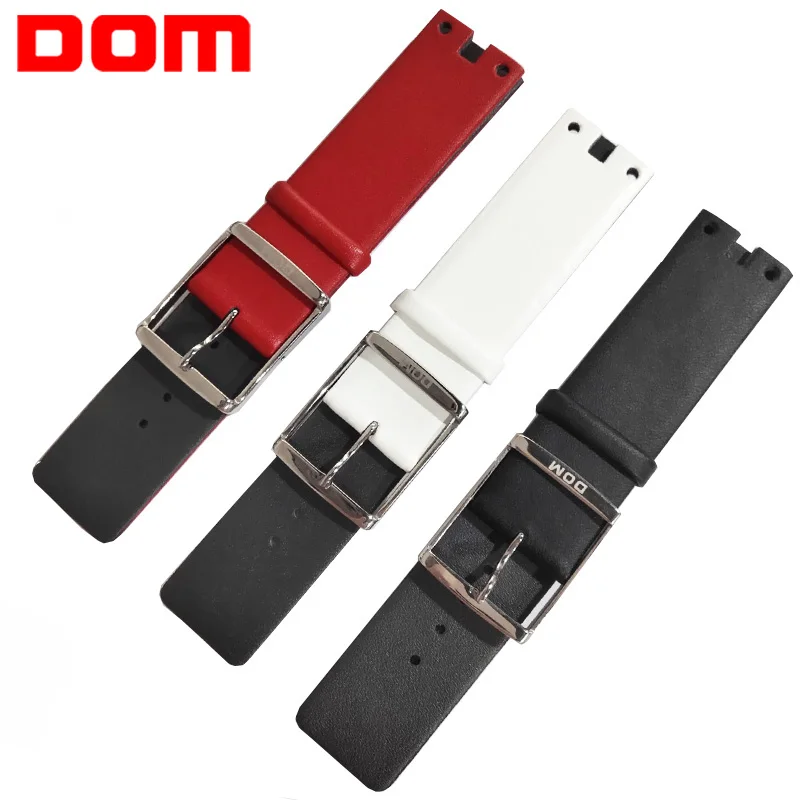 Ремешок для часов DOM из натуральной кожи серебристая металлическая застежка 22 мм