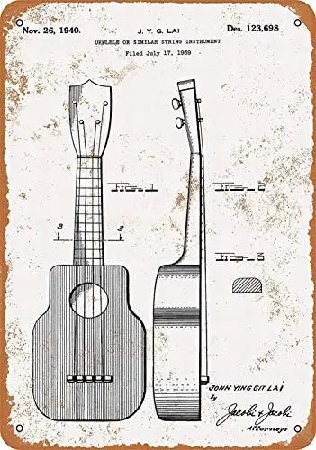 

Metal Sign - Ukulele Patent - Vintage Bar Wall Decorative