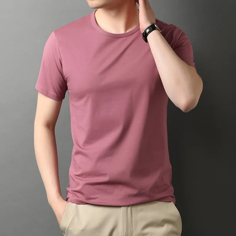 

Новый 2021 человек натуральный хлопок футболки Летние однотонные Цвет футболка с короткими рукавами футболка для мальчиков 100% хлопковая фут...