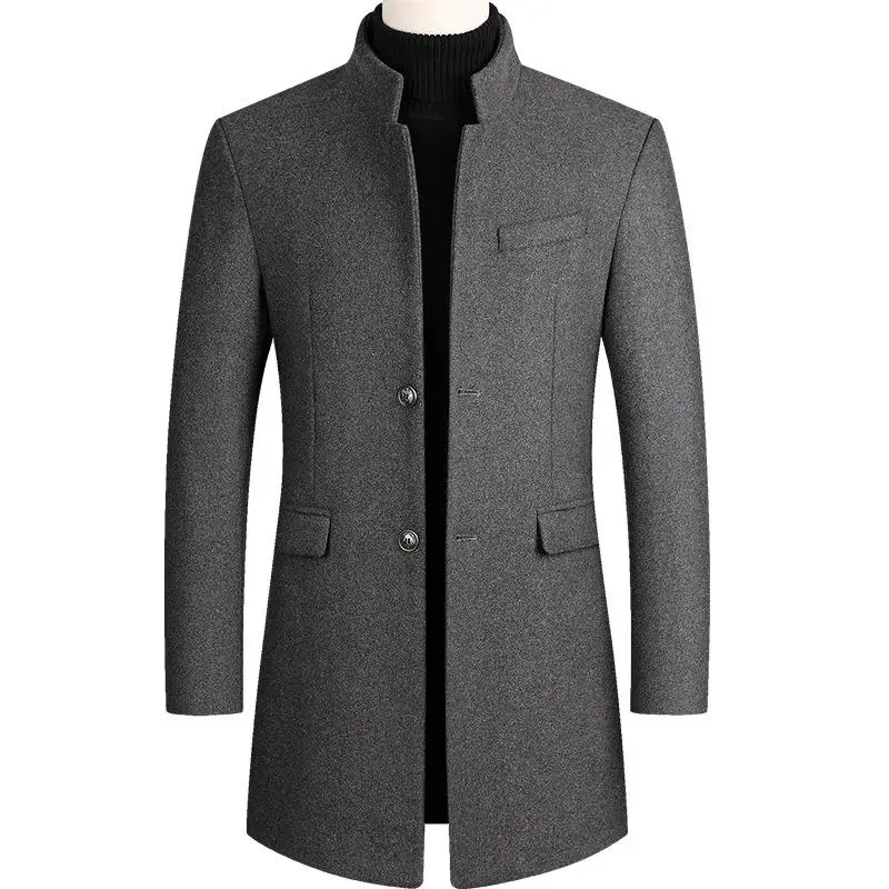 

Winter Men Woolen Jacket Coat Trench Coat Classic Solid Plus Cotton Thick Mens Fashion Smart Casual Wool Blends Jacket Coats Man
