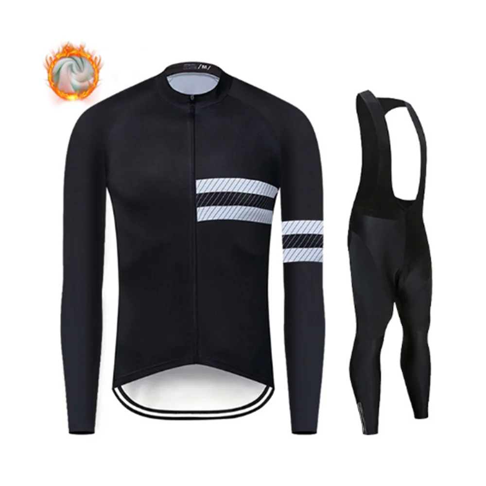 

The New Winter Men's Long Sleeved Plus Velvet Warm Cycling Suit Triathlon Sports Mountain Bike Jersey Set