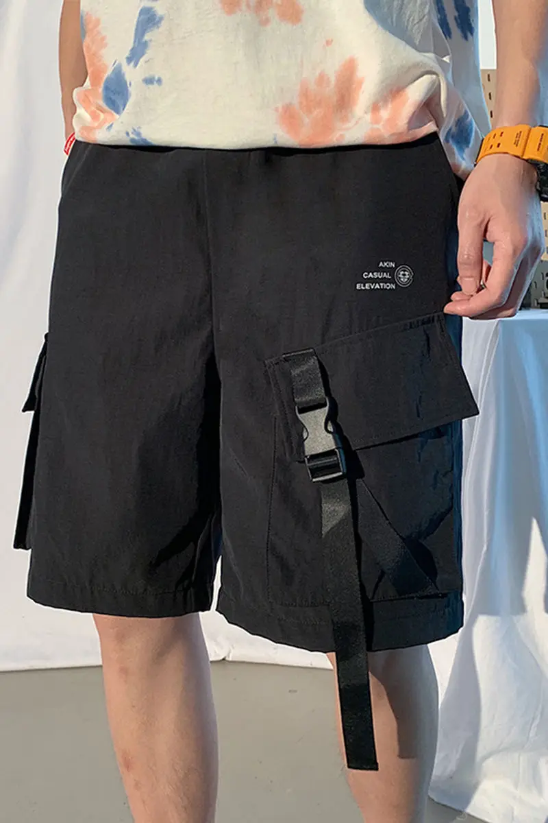 

Summer New Youth Popular Men's Loose Solid Color Simple Buckle Shorts Fashion Casual Tooling Five-point Pants M-5XL On Sale