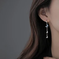 romantic long tassel drop earrings for women tiny huggie cute butterfly blue crystal elegant dangle earring jewelry accessories