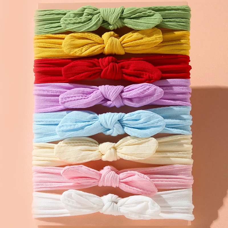 

8pcs/set Baby Headband Girls Hair Accessories Solid Rabbit Ear Turban Bow Elastic Hairband Baby Princess Gifts