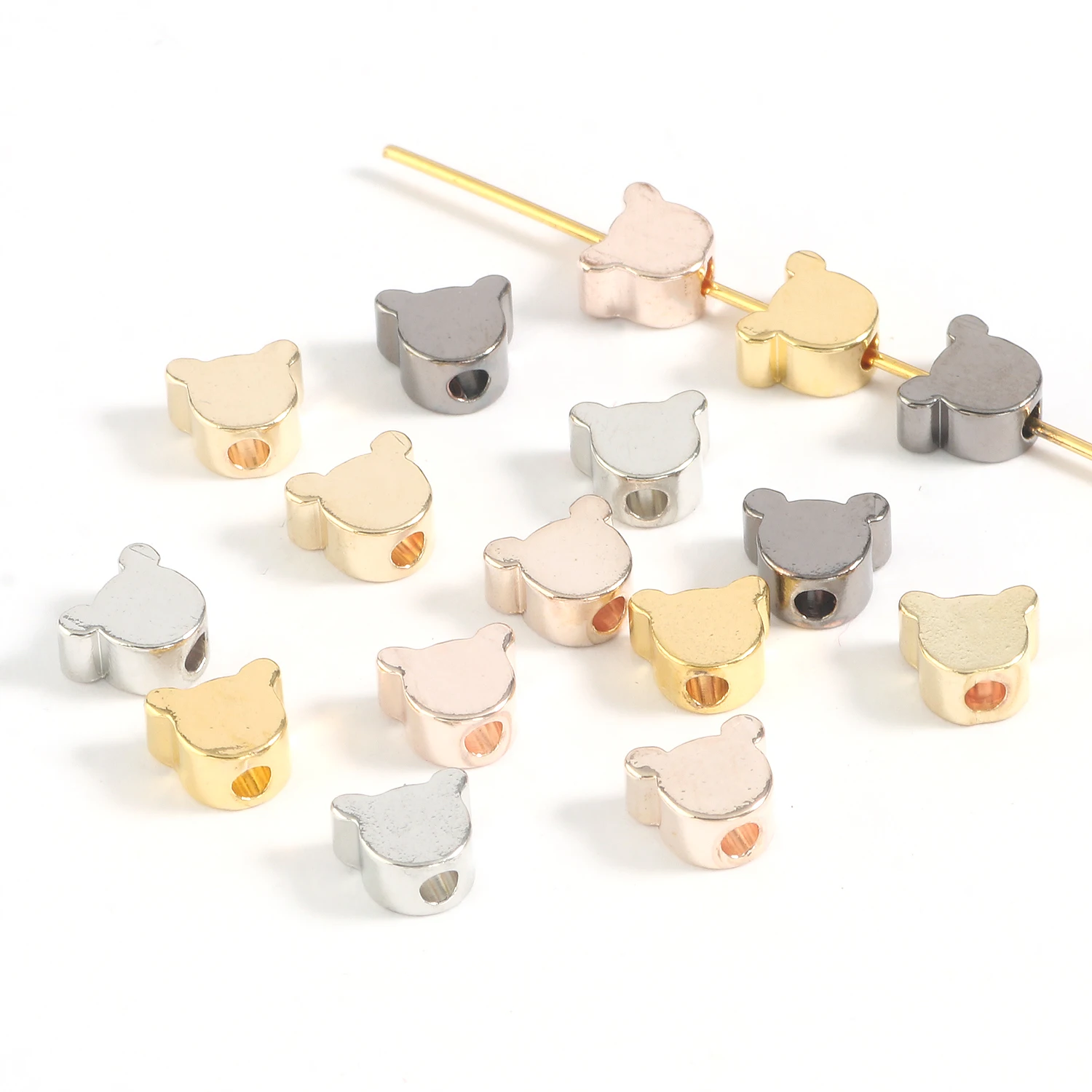10pcs Mickey Shape Beads Copper Gold Plated Loose For Jewelry Making Diy Bracelet necklace accessories 6x5mm | Украшения и