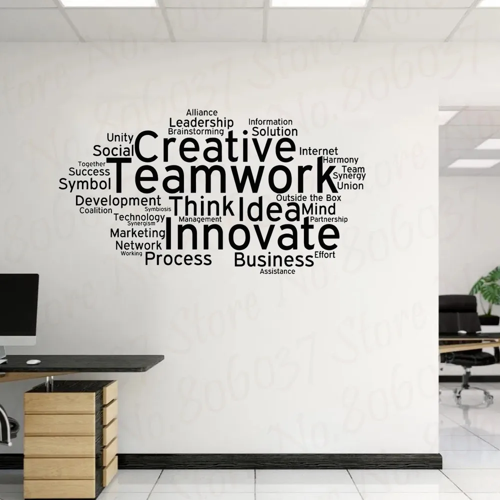 Креативная виниловая наклейка на стену в виде командной команды работы офиса