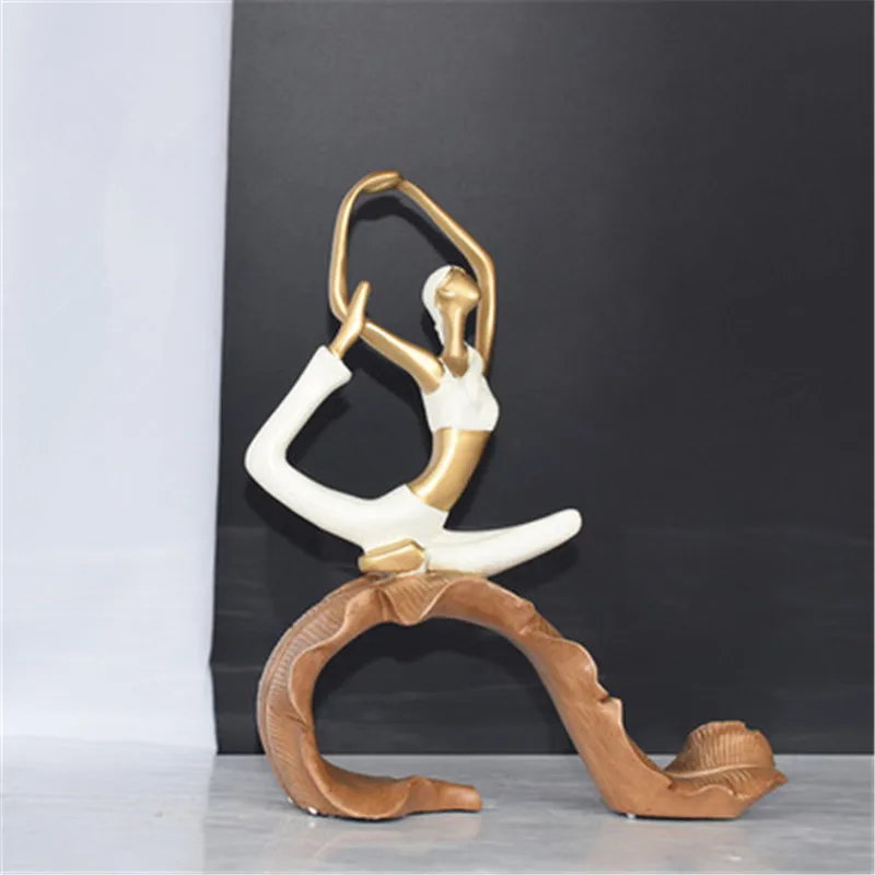 

[MGT] European Style Abstraction Yoga Figure Resin Craftwork Sculpture Creative Yoga Studio Show Shelf Decoration X2041