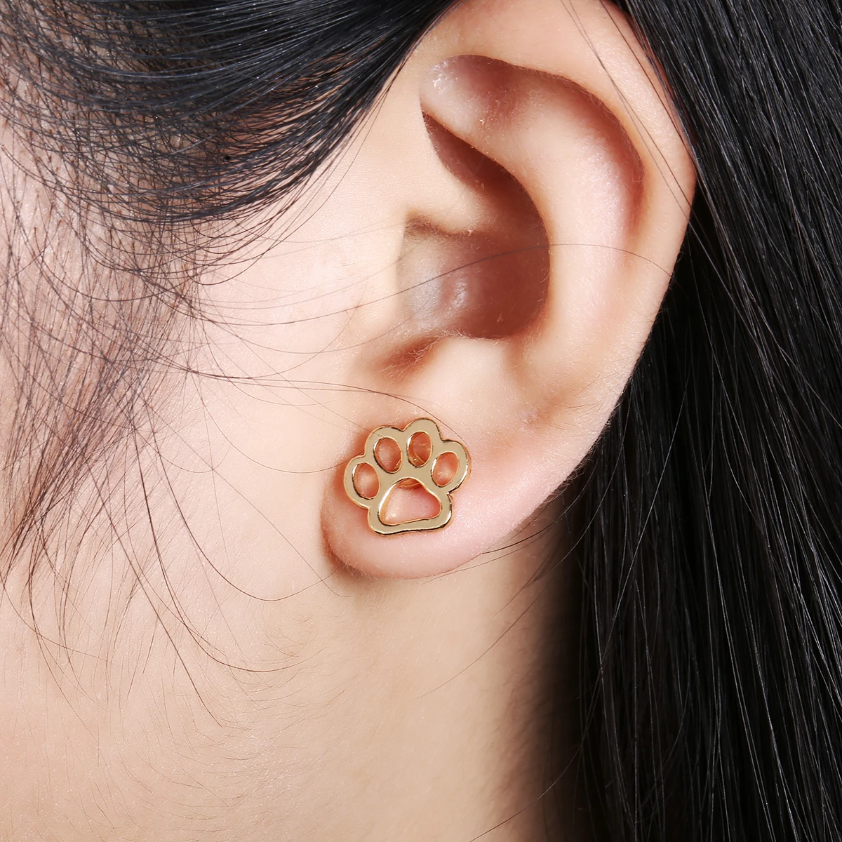 Простые серьги гвоздики с принтом лап для девочек и женщин Корейские Крошечные