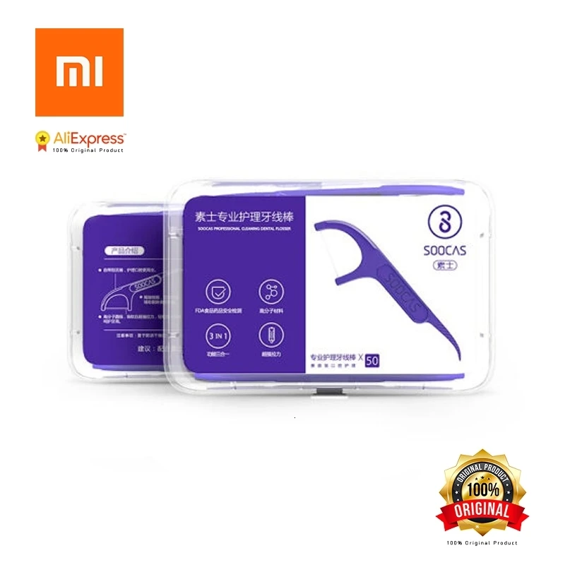 Зубочистки для зубочистки Xiaomi Soocas зубная нить Скребок 3 в 1 Xiaomi Soocare профессиональная зубная нить 50 шт. зубочистки