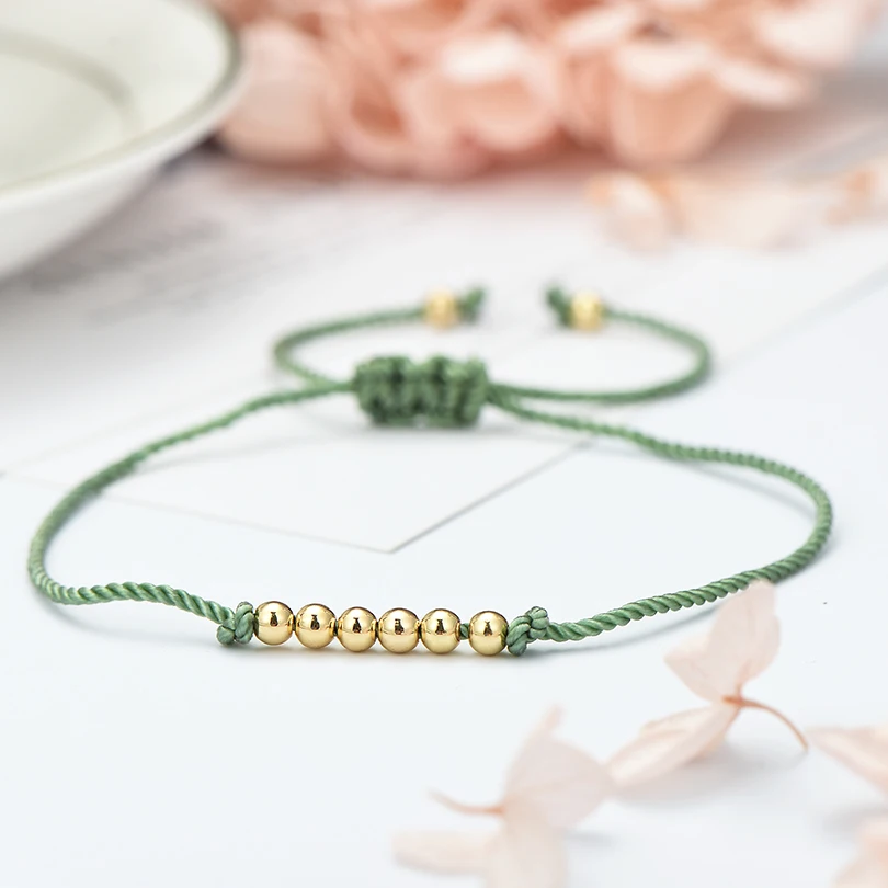Ручной работы Медь бисера счастливая Веревка Браслеты &amp Браслеты-кольца для Для