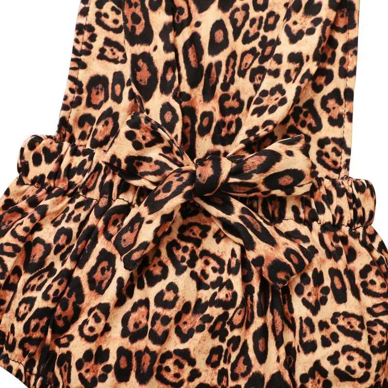 

2021 Newborn Infant Romper Summer Baby Girls Leopard Print Sleeveless Jumpsuit for 0-18M Toddler Kids