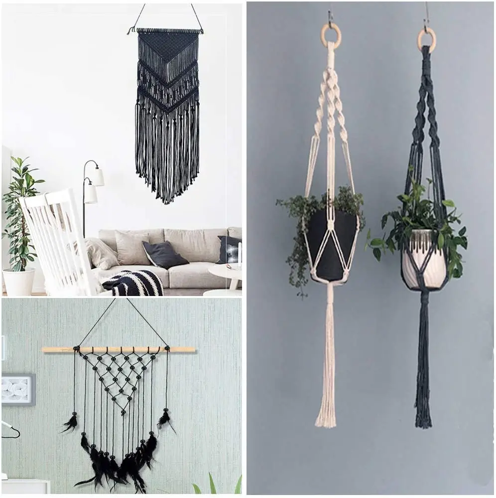 

Macrame Cord Natural Cotton Rope m with Wood Ring Wood Stick for DIY Teether Macrame Kit Wall Hanging Plant Hanger