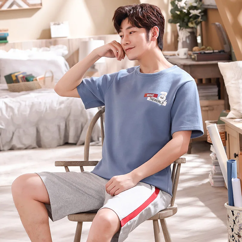 Летние хлопковые Пижамные комплекты с кроликом топ + серые шорты женские