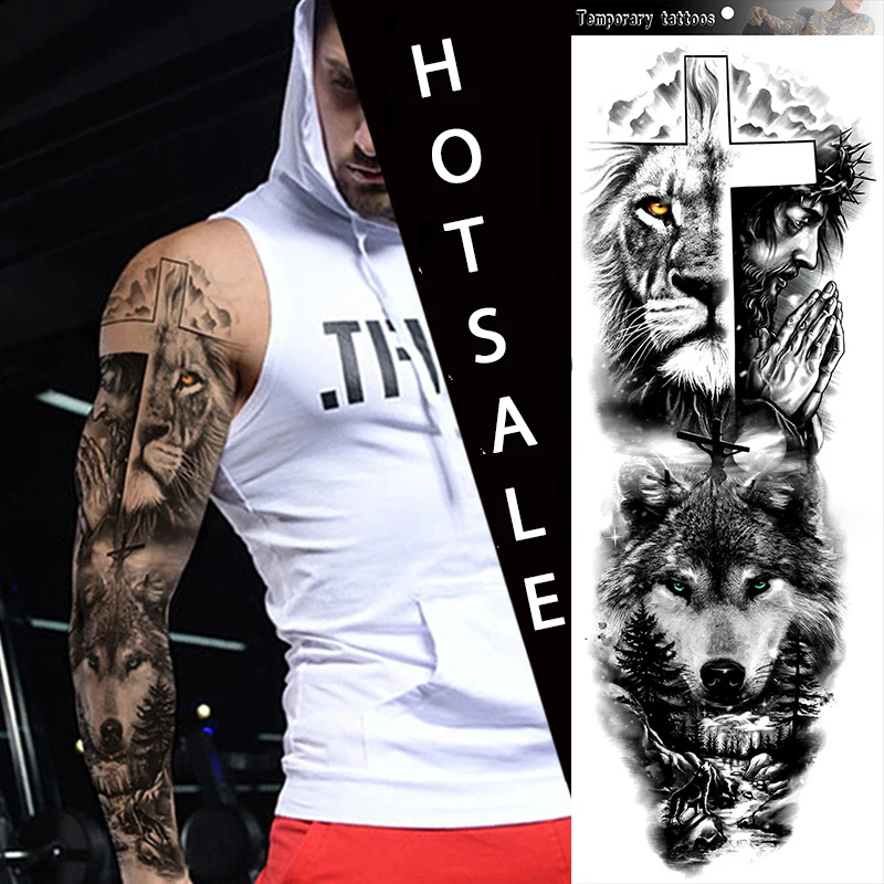 

Color Painted Full Arm Tattoo Sticker HB.817-867 Fake Tattoos Waterproof Were-Resisting Body Art Painting Temporary Tattoos