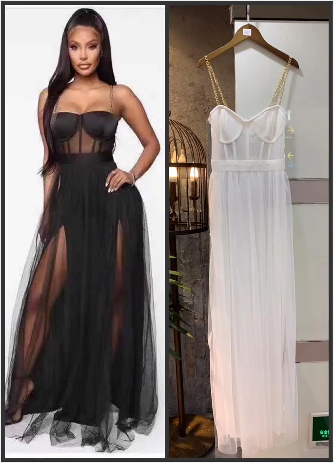 

2019 New Arrival Women black white Spaghetti Strap Vestidos Celebrity evening party bodycon bandage dress